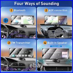10 Portable Apple Carplay Car Truck Stereo Android Auto GPS Navigation AUX+CAM