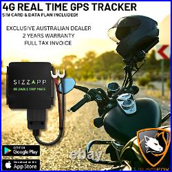 SizzApp 4G Motorcycle / Car GPS Tracker + Mobile App + Data NO SUBSCRIPTION